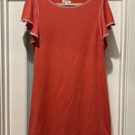 Max Studio Orange, Melon Colored Knit Dress Size M Flounce Sleeves Fun Trim Photo 0