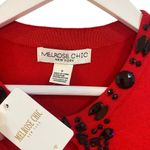 Melrose Chic NWT New York Red sweater dress beaded keyhole chest crew neck mediu Size M Photo 3