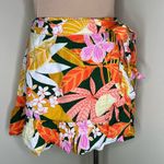 Aerie Mini Wrap Skirt Womens Small Tropical Linen Blend Ruffle Tie Floral Yellow Photo 1