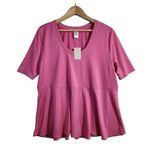 West Loop Size XL High Waist Tunic Top Short Sleeve Swing T Shirt Pink. New Photo 0