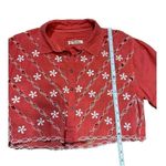 Free People Wild One Crop Top button up sz S bright coral Photo 8