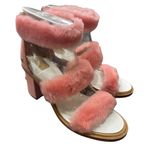 UGG NWT  Del Rey Fluff Heel light pink chunky heeled sandals w/fur accent / 6 Photo 7