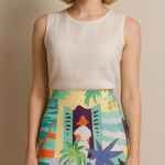 Ralph Lauren Country Silk Skirt Vintage 90s Tropical Print Resort Wear Rare Med Photo 0