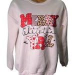 Graphic Pullover Sweatshirt Merry Christmas Y’all Novelty Print White XS Photo 0