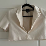 ZARA  Cream Short Sleeve Cropped Blazer Size Small Photo 0