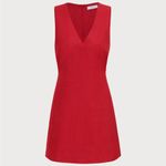RIHOAS The Red V Neck Sleeveless Linen Mini Dress S 48 Photo 5