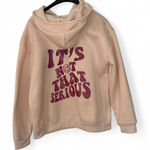 Cream and pink oversized hoodie with "It's not that serious" print size Medium Tan Photo 0