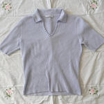 Vila Milano ⟡ ribbed knit polo top - light blue ⟡ Photo 0
