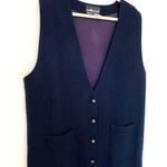 VTG Sag Harbor Navy Blue Wool Jumper Dress Duster Vest Sleeveless No Sz Tag Photo 2