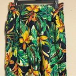 Nicole Miller  100% linen Floral Tropical Wide leg pants size L Photo 2