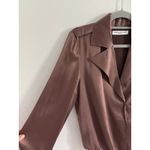 Amanda Uprichard Silk Bodysuit Womens Small Brown Blouse Quiet Luxury Neutral Photo 4