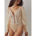 Free People NEW Free People Intimately Brown Regina Boho Long Sleeve Bodysuit, S Photo 13