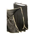 Hayden Women's L Tassle Fringe Trim Wide Leg Pallazo Pants Black Cream Boho New Photo 2