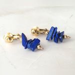 Vintage Blue Beaded Gold Tone Dangle Clip Photo 1