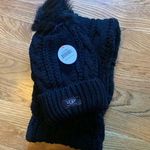 NWT cable knit beanie and infinity scarf set in black Photo 1
