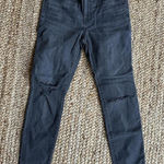 Madewell  black high rise skinny jeans 9” ripped knees Photo 0