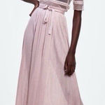 ZARA Knit & Lace Wrap Long Dress Women's Size Small Blush Pink Ribbed V-Neck Photo 0