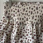 Thirty Thirty LA Skirt Mini Smocked Ruffles Cream Sz S Floral Dainty Coquette Red Photo 1