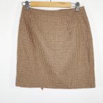 The Limited  Brown Tan Houndstooth Fringe Trim Wrap Skirt Women's Size Medium M Photo 1