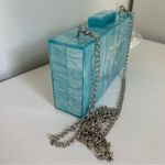 Anthropologie x Rae Of Light Acrylic Bow Clutch Box Bag in Blue and White Photo 4