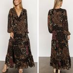 Baltic Born Bowman Black Floral Deep V Long Sleeve Maxi Dress Photo 0
