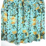 Cato Women's Blouse M Aqua Blue Floral Ruffle Tie Neck Top Ruffle Peasant Sleeve Photo 13