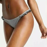 Aerie Co-ord Gingham Ruffle Bikini Bottoms in Black Small NWT Photo 0