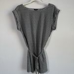 Ann Taylor Women’s Sleeveless Top Black White Geometric Belt Tie Waist Size S Photo 2