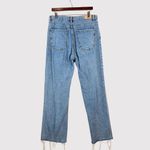 Mango  Women Jeans Blue Nora High Rise Wide Leg Denim Raw Hem Medium Wash Size 10 Photo 2