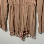 Ale By Alessandra Livia Womens Long Sleeve Romper Tassel V Neck Latte Cream Size Photo 5