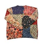 Yesno Button Down Oversized Cotton/Wool Blend Boho Patchwork Print Cardigan Photo 12