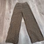 Nasty Gal  Plaid Flare Leg Pants Black Brown Tan Trouser 6 High Rise Fall Autumn Photo 2