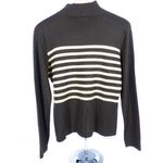 Harvé Benard Women's | Harve Benard | Brown Tan Striped Mock Neck Sweater Photo 4