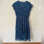 Beautiful feminine dress by Voy, pretty mallard blue floral print size8 Size L Photo 1