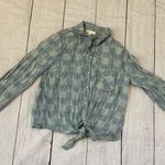 Be cool size large blue plaid long sleeve tie front button shirt Photo 0