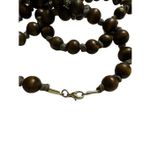 Vintage Womens chunky tiered wooden beaded lariat rope necklace beachy islander Brown Photo 4
