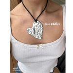 Urban Outfitters  Annette Heart Corded Necklace Silver Black Layered NWT Photo 3