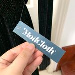 Modcloth  Shimmer On Show Dress Long Sleeve Tulip Skirt Dress Black Photo 9