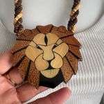 Vintage Lee Sands Lion Statement Beaded Necklace With Earrings Black Photo 7