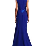 Theia Cobalt Smooth‎ Mermaid Sleeveless Crepe Gown w/ Satin Crisscross Size 8 Blue Photo 12