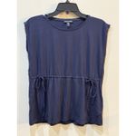 Eileen Fisher New With Tag‎  Cap Sleeve Drawstring Jersey Top Black Size PP 2/4 Photo 1