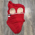 La Blanca One Piece One Shoulder Red Ruched Swimsuit Size 12 Slimming Resort Photo 3