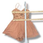 Privy  Lace Top Pleated Chiffon Shorts Romper‎ Playsuit Tan Nude Medium Photo 11