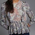 Anthropologie Bl^nk Moira Ruffled Peplum Top Photo 0
