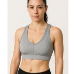 Alo Yoga Gray Rib Knit Sleeveless Cami Camisole Sports Bra Crop Tank Top Size S Photo 4
