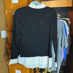 Adrianna Papell Black Sweater Blouse w/ white & black polka dots tie Size Small Photo 7