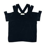 Amanda Uprichard Silk Black Cold Shoulder Top Photo 0