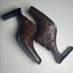 Western Mules Women's Size 8 MIA Brown Leather Leaf Cut Out Slip On Heel Photo 9