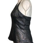 EXPRESS NWOT Silver Metallic Peplum Plunge Neck Halter Top New Photo 5