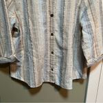 Alfred Dunner  Button Down Blouse Pink Blue Tan Stripes Clip Dot 16P Photo 2